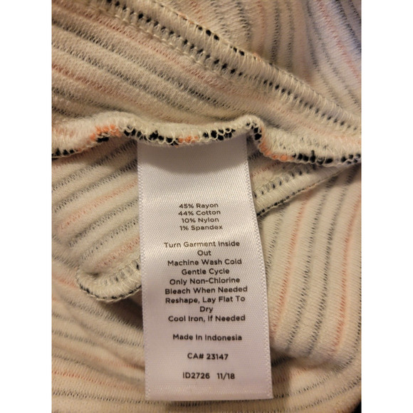 Talbots Pink Striped Stretch Short Sleeve Boho Peplum Top Women's Size Large - Picture 8 of 8